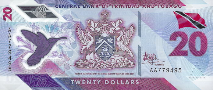 (096) ** PNew Trinidad & Tobago 20 Dollars Year 2020